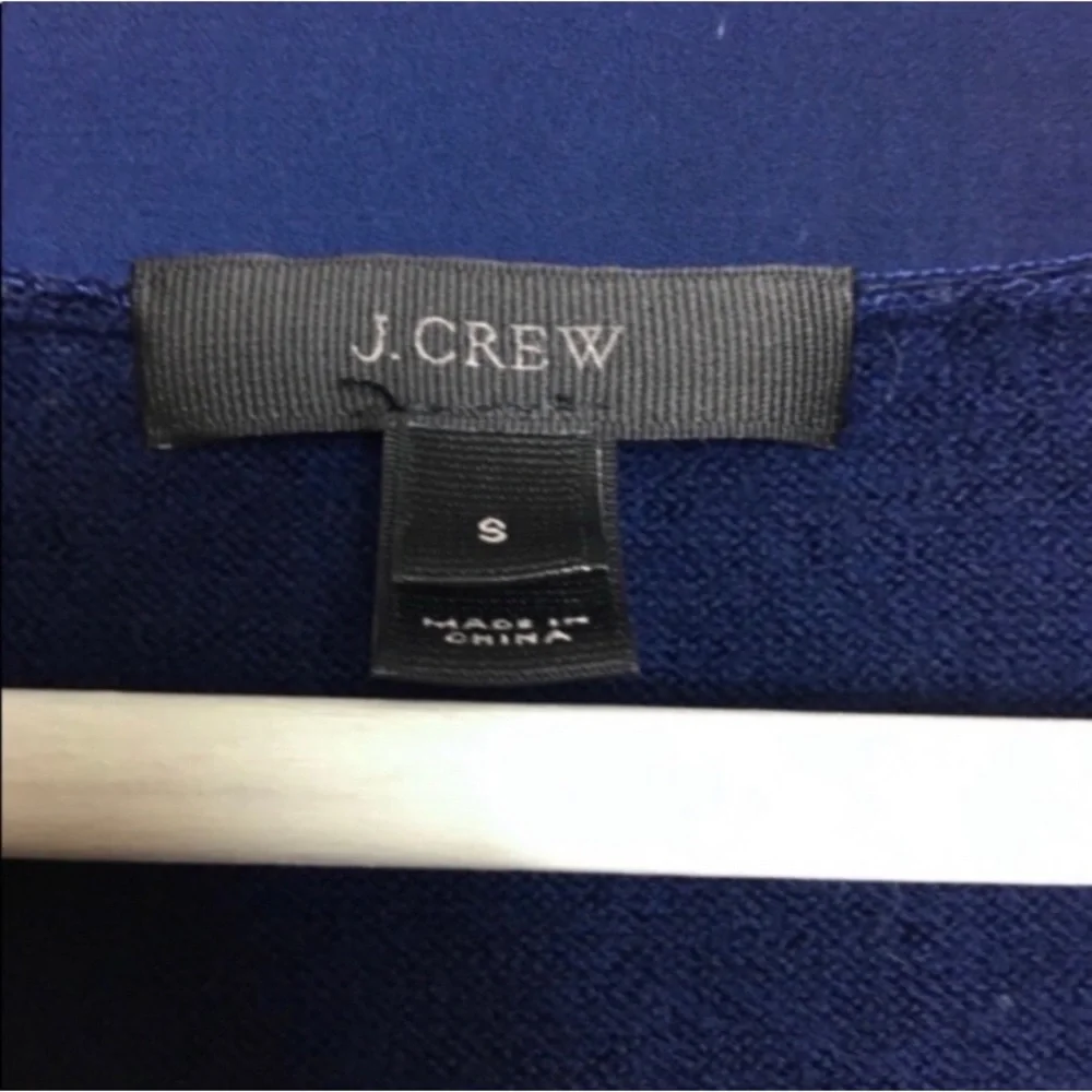 J. Crew Merino Wool Ribbon & Faux Shirt Navy Casual Cardigan Sweater S